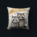 Cute Raccoons in the Rain Kudde<br><div class="desc">Cute Raccoons in the Rain holding an umbrella</div>