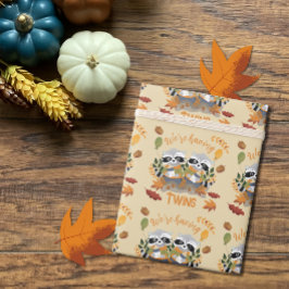 Cute Raccoons Twillingar Nyfödd bebis Wrapping Pap Presentpapper