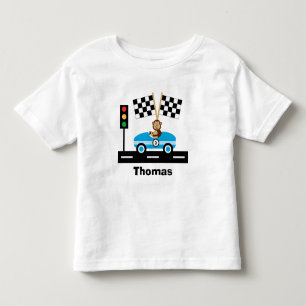Cute Racecar T-Shirt med Monkey