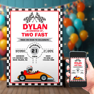 Cute Racer Birthday bjudande Inbjudningar
