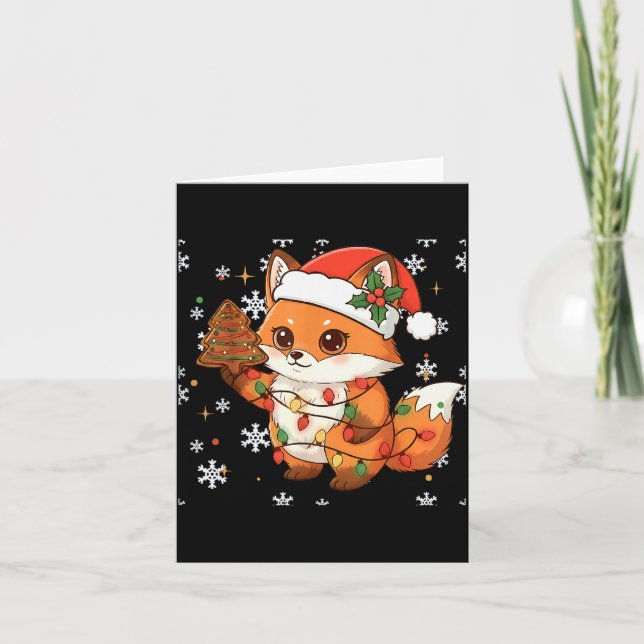 Cute Racoon Lights Tree Cake Funny Xmas Merry Chri Kort (Framsida)