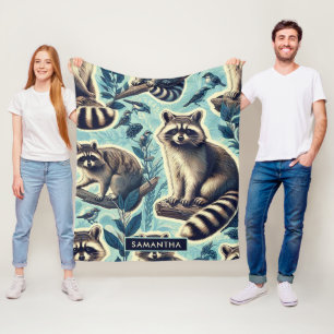 Cute Racoon Mönster Fleecefilt