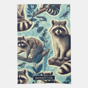 Cute Racoon Mönster Kökshandduk