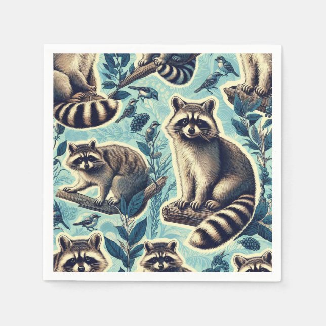 Cute Racoon Mönster Pappersservett (Framsidan)
