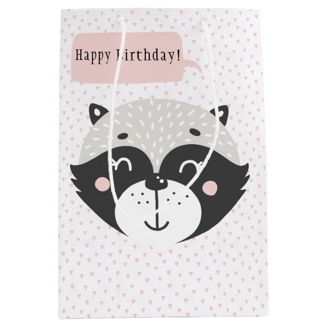 Cute Racoon - Rosa Confetti Barns födelsedag Gift  (Framsidan)