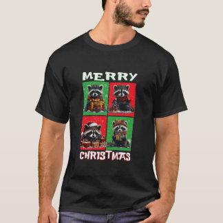 Cute Racoon Santa Animals Älskare God jul Tr T Shirt