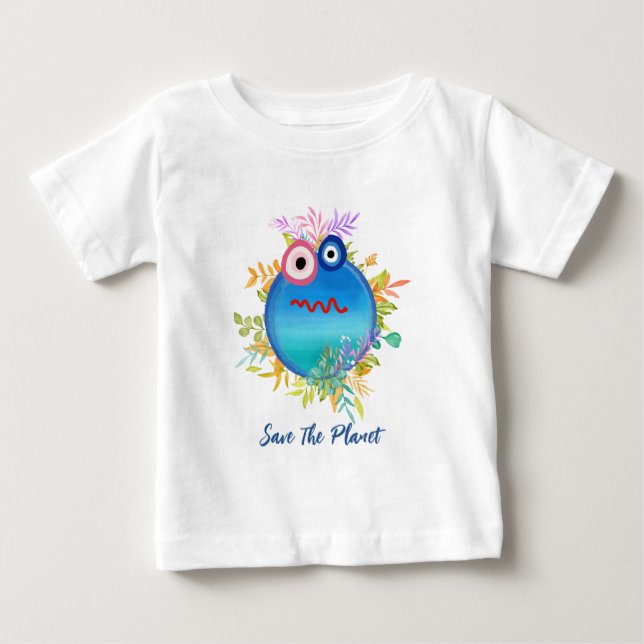 Cute Rädda planeten Baby T-Shirt (Framsida)