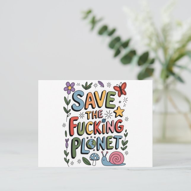 Cute Rädda planeten Environmental Ecowarrier Vykort (Stående Fram)