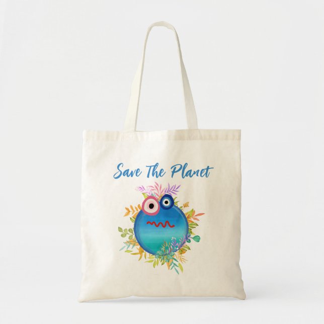 Cute Rädda planeten Tote Bag Tygkasse (Framsidan)