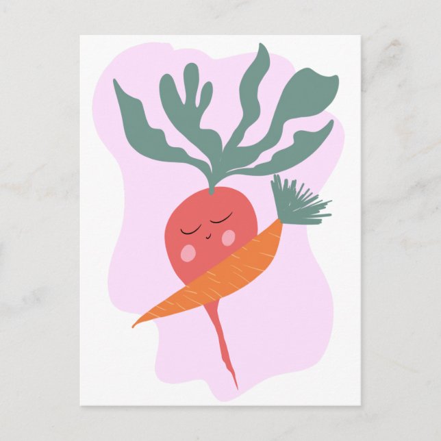 Cute Radish and Carrot Card Vykort (Framsida)