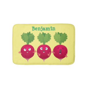 Cute radishes singel trio-tecknad-grönsaker badrumsmatta