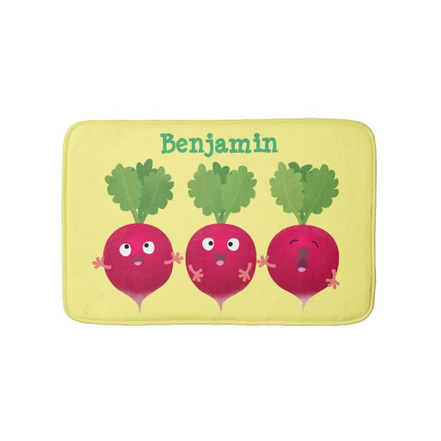 Cute radishes singel trio-tecknad-grönsaker badrumsmatta (Framsidan)