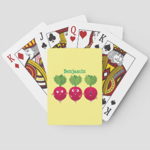Cute radishes singel trio-tecknad-grönsaker casinokort