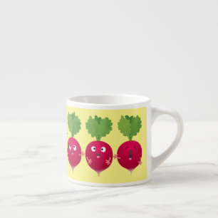 Cute radishes singel trio-tecknad-grönsaker espressomugg