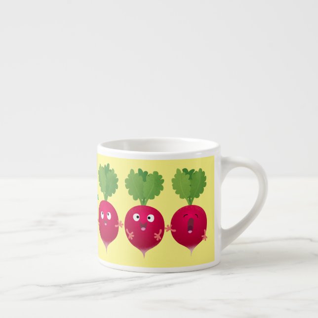 Cute radishes singel trio-tecknad-grönsaker espressomugg (Höger)