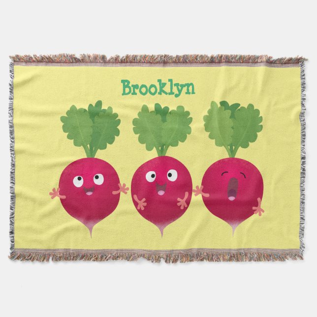 Cute radishes singel trio-tecknad-grönsaker filt (Framsidan)