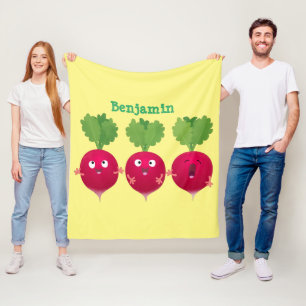 Cute radishes singel trio-tecknad-grönsaker fleecefilt