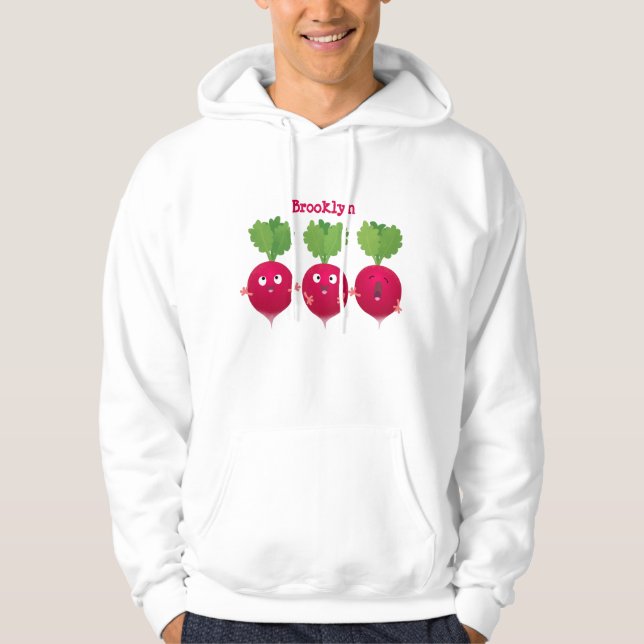 Cute radishes singel trio-tecknad-grönsaker hoodie (Framsida)