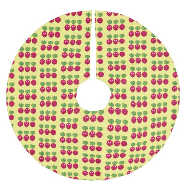 Cute radishes singel trio-tecknad-grönsaker julgransmatta borstad polyester (Framsidan)