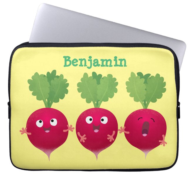 Cute radishes singel trio-tecknad-grönsaker laptop fodral (Framsidan)
