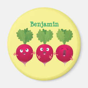 Cute radishes singel trio-tecknad-grönsaker magnet