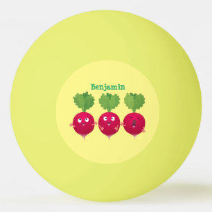 Cute radishes singel trio-tecknad-grönsaker pingisboll