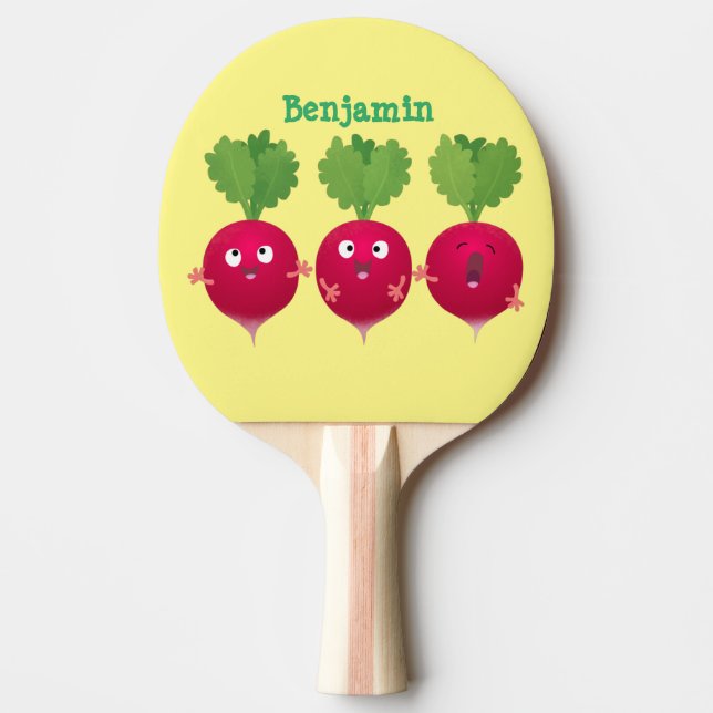 Cute radishes singel trio-tecknad-grönsaker pingisracket (Framsidan)