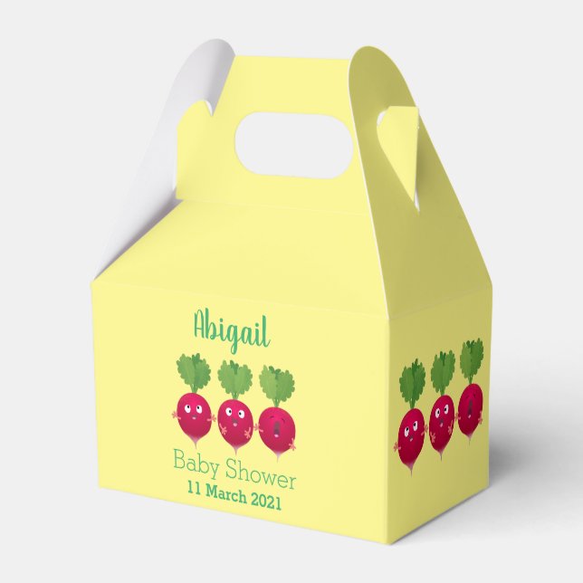 Cute radishes singel trio-tecknad-grönsaker presentaskar (Framsidan Sidan)
