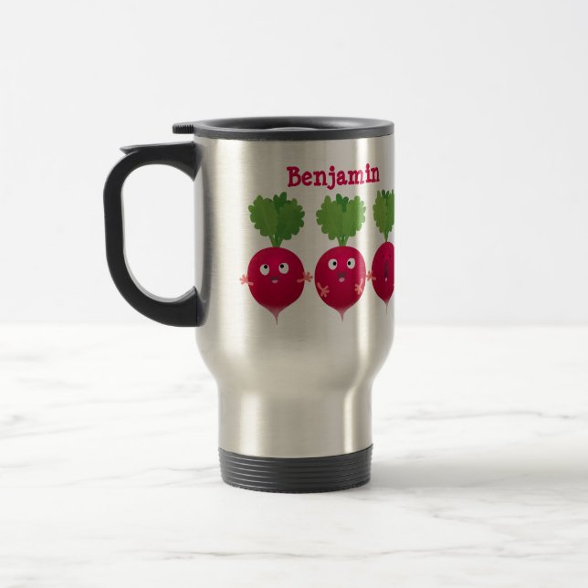 Cute radishes singel trio-tecknad-grönsaker resemugg (Vänster)