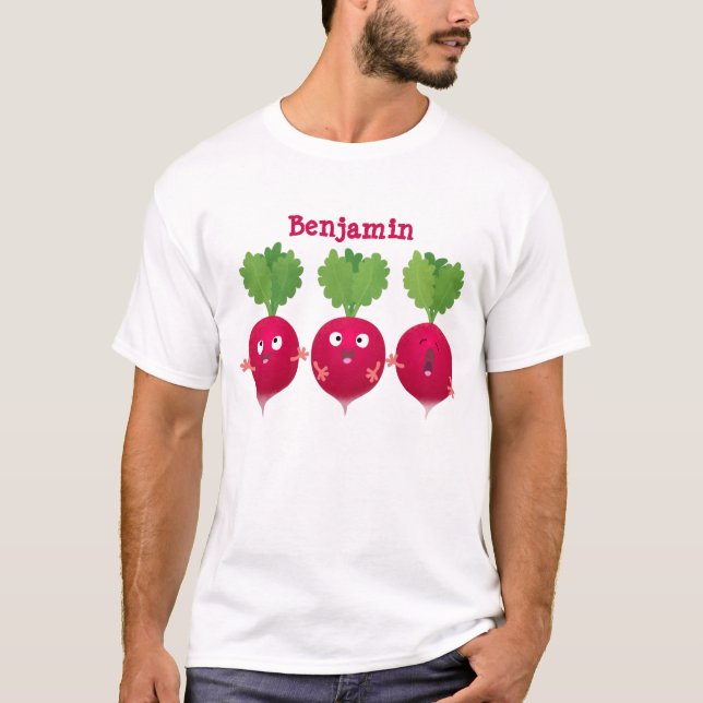 Cute radishes singel trio-tecknad-grönsaker t shirt (Framsida)