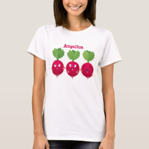 Cute radishes singel trio-tecknad-grönsaker t shirt