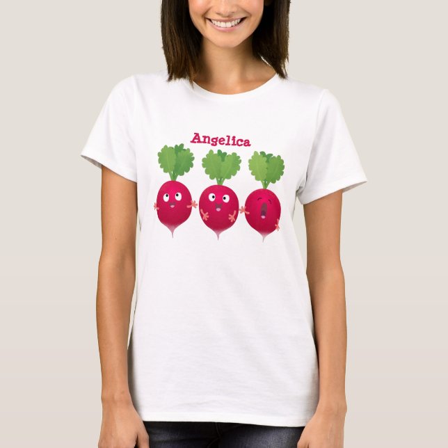 Cute radishes singel trio-tecknad-grönsaker t shirt (Framsida)