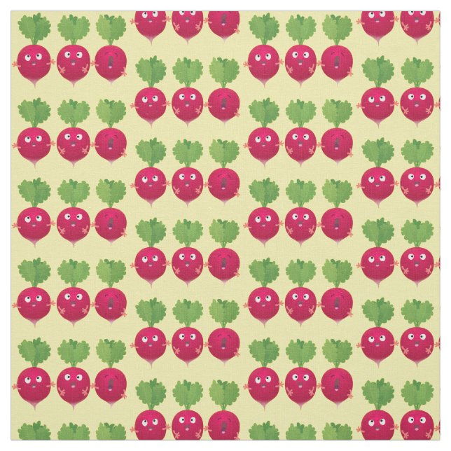 Cute radishes singel trio-tecknad-grönsaker tyg (Provkarta)