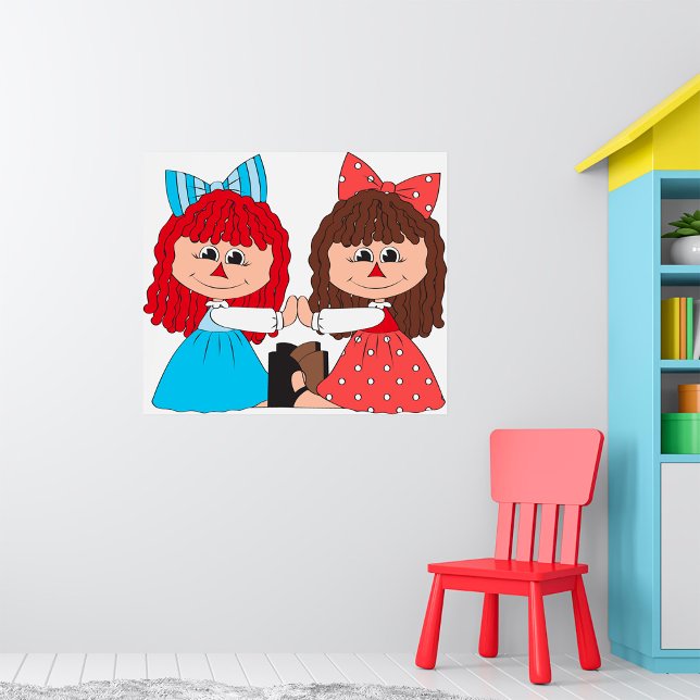 Cute Rag Doll Friends Girls med sängar och klännin Poster (Skapare uppladdad)