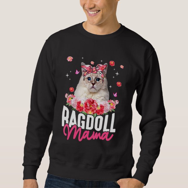 Cute Ragdoll Mamma Flower Bandana Cat Mor Da Lång Ärmad Tröja (Framsida)