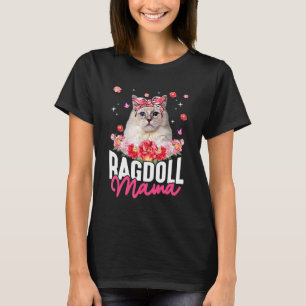 Cute Ragdoll Mamma Flower Bandana Cat Mor Da T Shirt