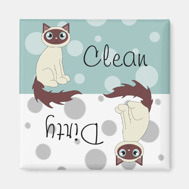 Cute Ragdoll Siamese Clean Dirty Dishwasher Magnet (Framsidan)
