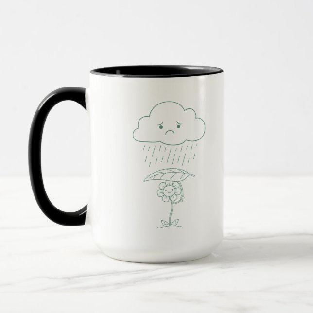 Cute Rain Cloud and Flower Coffee Mug Mugg (Vänster)