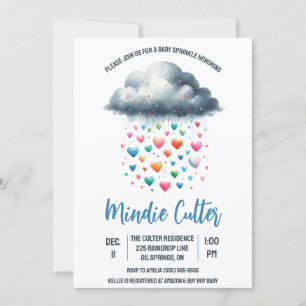 Cute Rain Cloud med Droppar Baby Sprinkle Inbjudningar