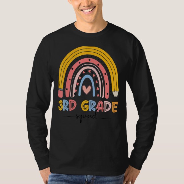 Cute Rainbow 3:e Klass Squad Lärare första dagen T Shirt (Framsida)