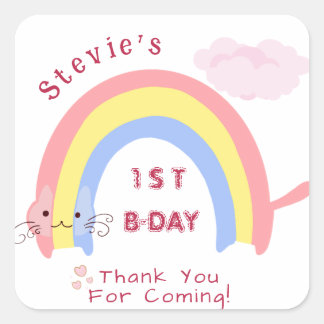 Cute Rainbow Aesthetic Boho Tack för kommande Fyrkantigt Klistermärke