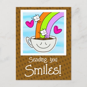 Cute Rainbow and coffee Smiles att tänka på dig Vykort
