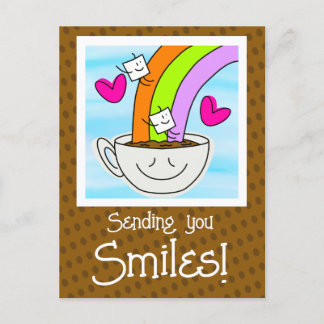 Cute Rainbow and coffee Smiles att tänka på dig Vykort