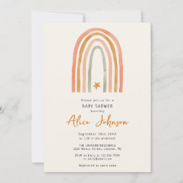 Cute Rainbow and Star Boho Baby Shower Inbjudningar