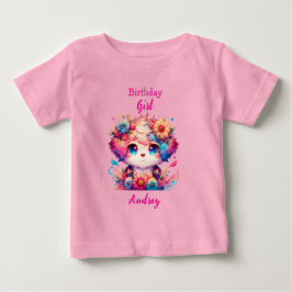 Cute Rainbow Anime Hund Birthday Girl Personlig T Shirt