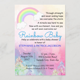 Cute Rainbow Anpassningsbar Baby Shower OSA Inbjudningar