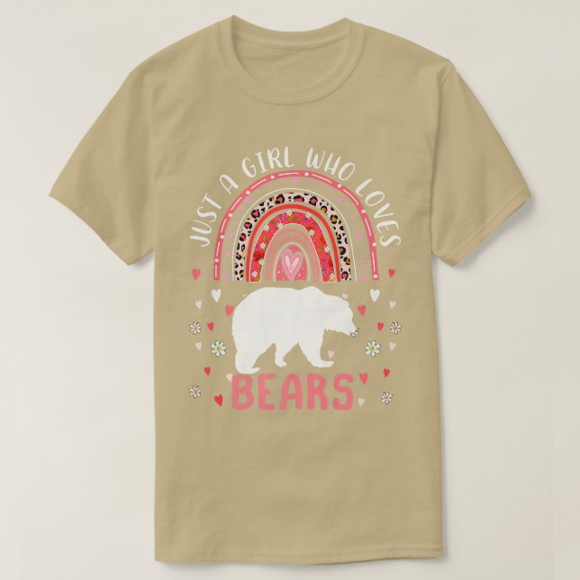 Cute Rainbow är bara en flicka som Kärlek Bears Le T Shirt (Design framsida)