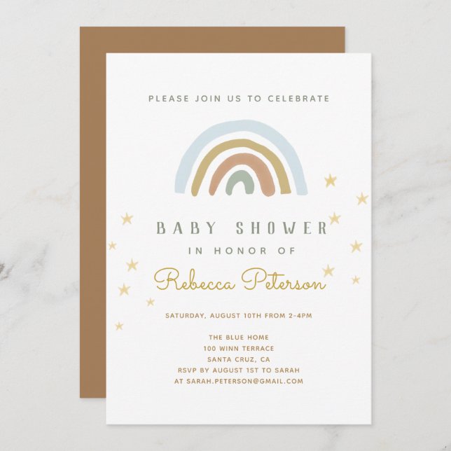 Cute Rainbow Baby Shower-inbjudan Inbjudningar (Fram/baksida)