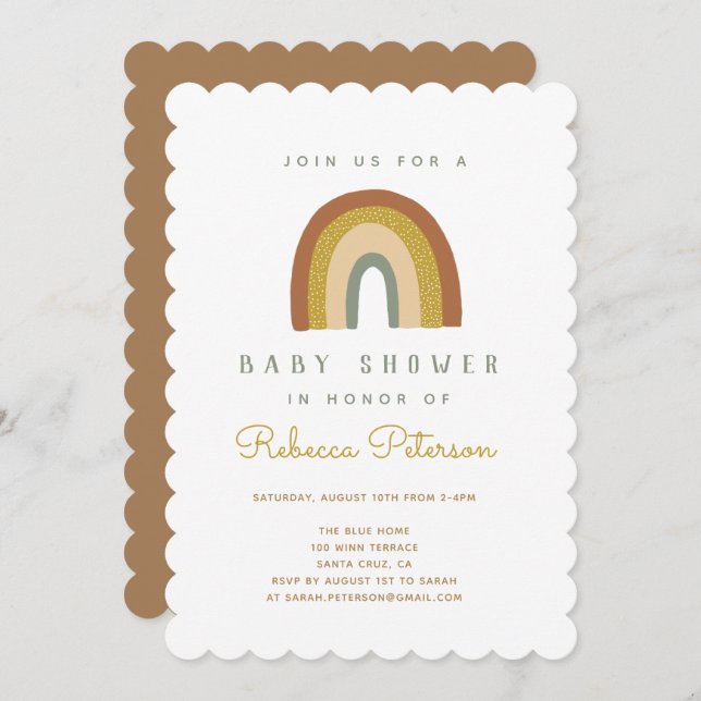 Cute Rainbow Baby Shower-inbjudan Inbjudningar (Fram/baksida)