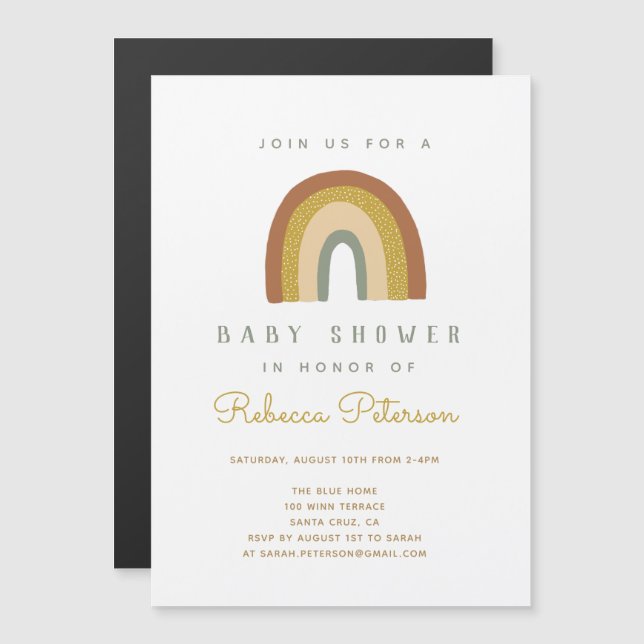 Cute Rainbow Baby Shower-inbjudan Magnetisk Inbjudningskort (Fram/baksida)